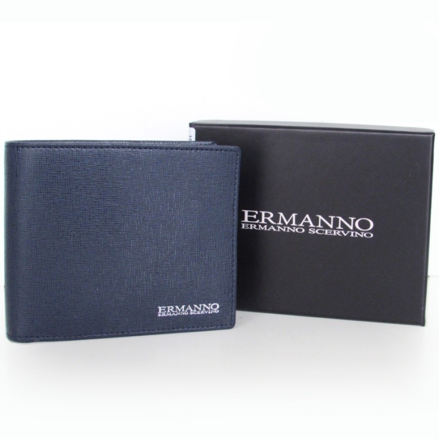 Accessori Da Uomo ERMANNO Ermanno Scervino | Ermanno Ermanno Scervino Portafoglio Elegante Da Uomo In Pelle Blu Made In Italy 12600015