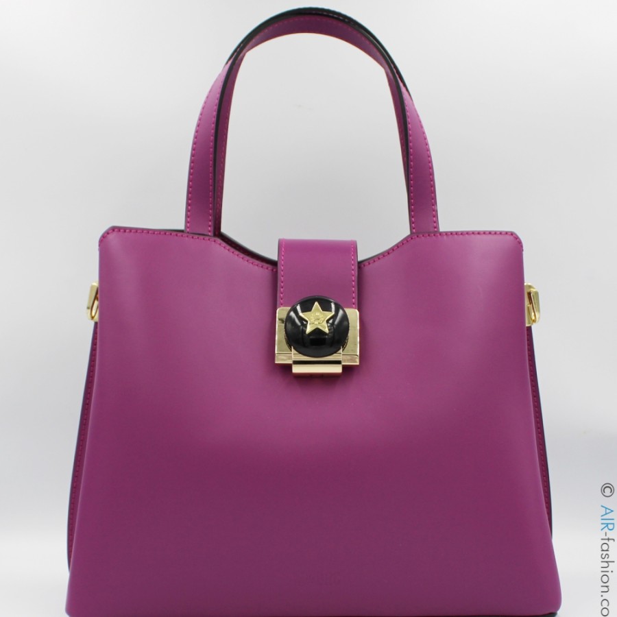 Borse Da Donna M*BRC | M*Brc Borsa In Pelle Fucsia + Sciarpa In Regalo, Made In Italy F230_Amarena