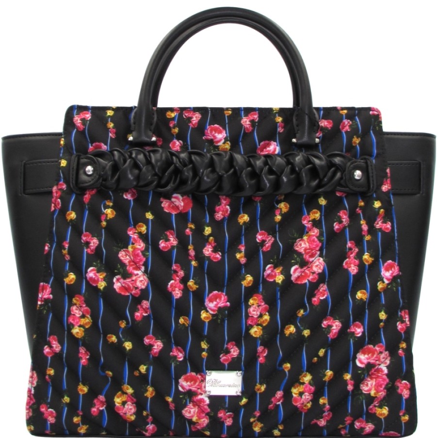 Borse Da Donna Blumarine | Romantica Borsa Nera Da Donna Di Blumarine Con Stampa Floreale + Portafoglio Abbinato