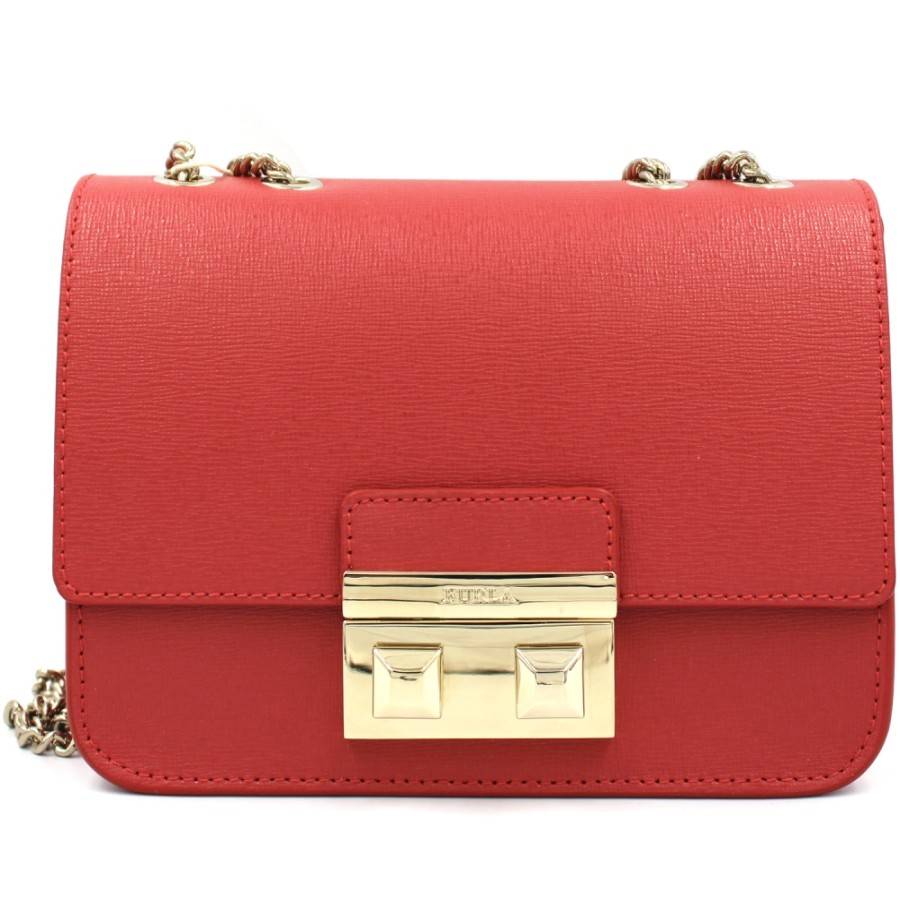 Borse Da Donna FURLA | Borsa A Tracolla Mini Furla In Pelle Martellata Rossa 01005881