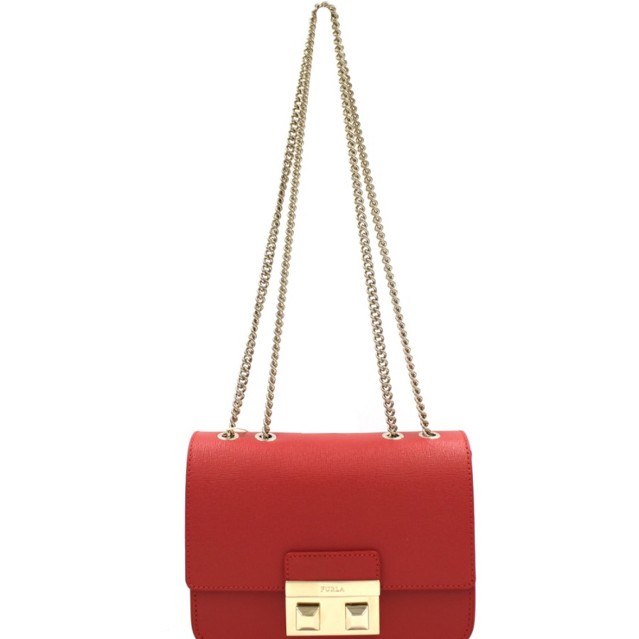 Borse Da Donna FURLA | Borsa A Tracolla Mini Furla In Pelle Martellata Rossa 01005881