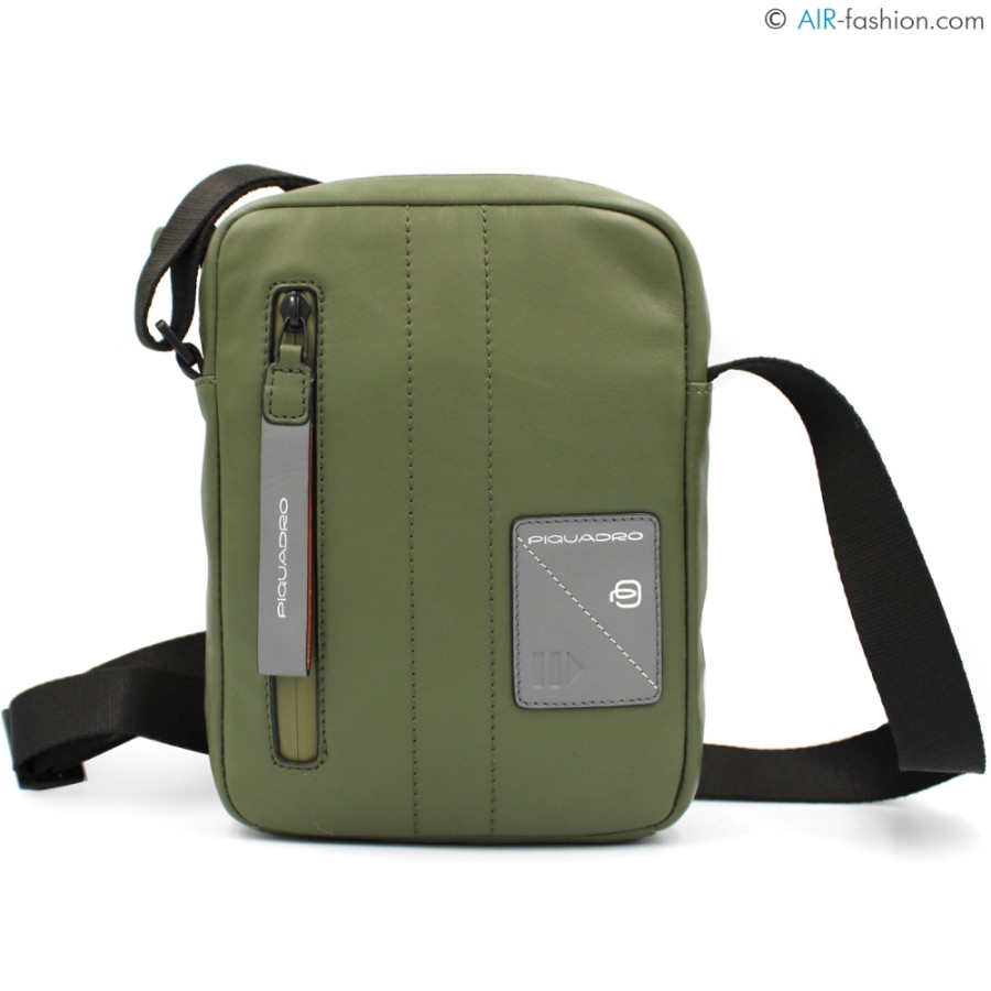 Borse Da Uomo PIQUADRO | Piquadro Borsa A Tracolla Moda Uomo In Pelle Verde Per Mini Ipad Ca3084W97/Ve