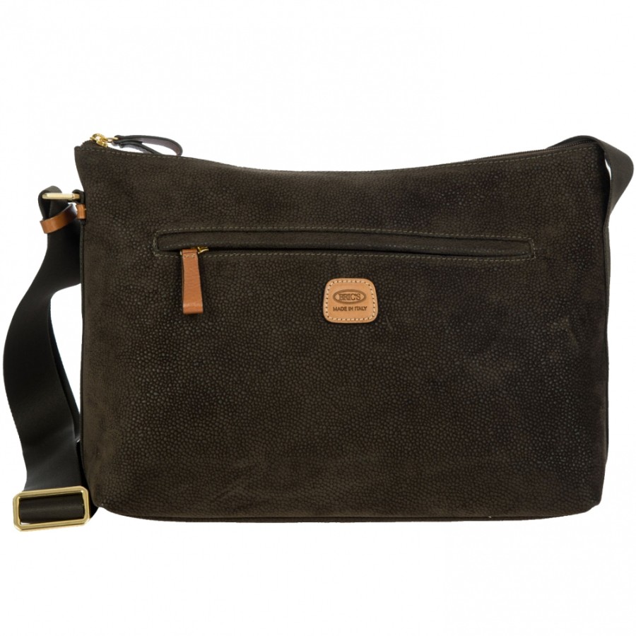 Borse Da Donna BRIC'S | Bric'S Life Borsa A Tracolla In Tessuto Antimacchia, Colore Oliva, Made In Italy Blf05801.378