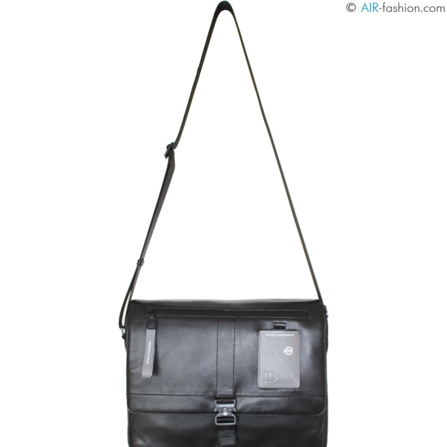 Borse Da Uomo PIQUADRO | Piquadro Borsa Messenger Da Uomo In Pelle Nera Con Tasche Per Laptop E Ipad Ca4639W97