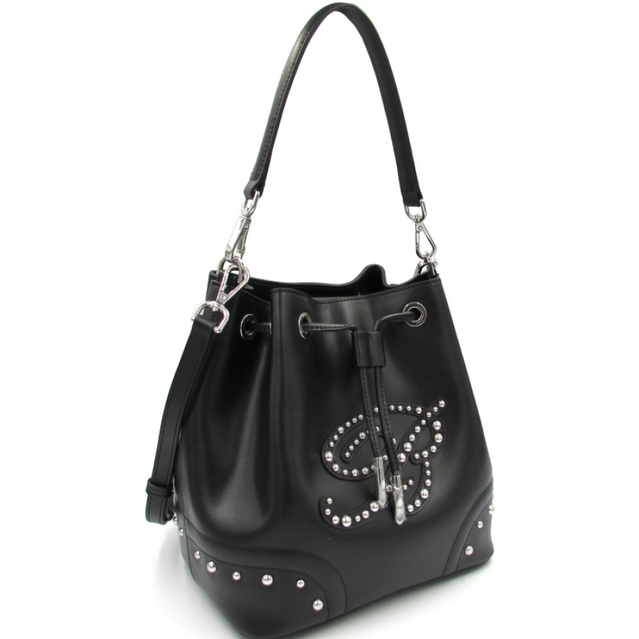 Borse Da Donna Blumarine | Blumarine Borsa A Spalla Elegante A Secchiello In Pelle Nera B83Pwb540032999