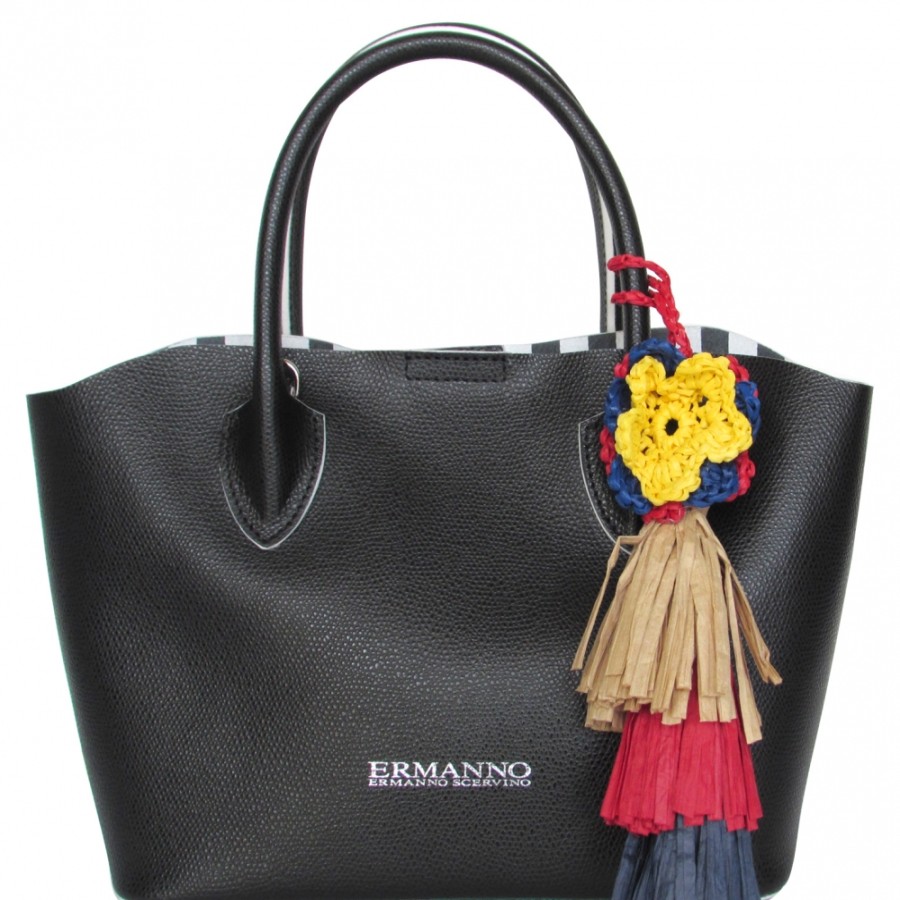 Borse Da Donna ERMANNO Ermanno Scervino | Ermanno Ermanno Scervino Nadine Black Leather Mini Tote Bag 12400157