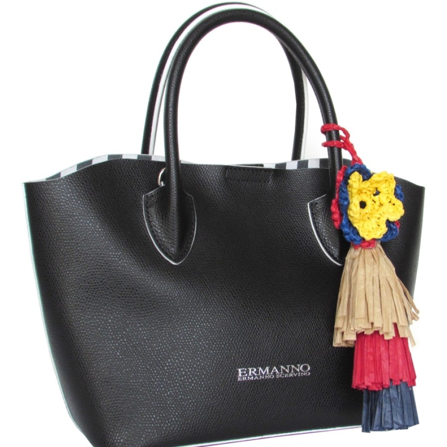 Borse Da Donna ERMANNO Ermanno Scervino | Ermanno Ermanno Scervino Nadine Black Leather Mini Tote Bag 12400157