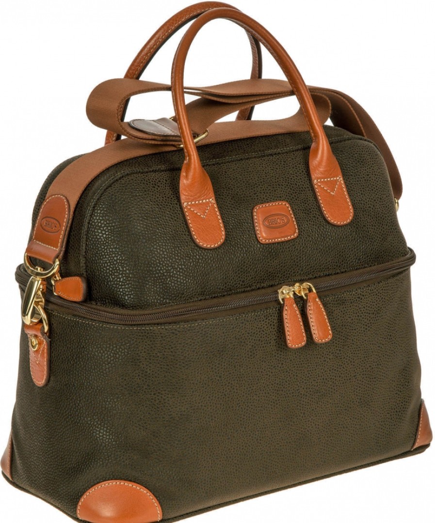 Bagagli: Borse Da Viaggio E Valigie BRIC'S | Bric'S Life Borsa Tote Con Beauty-Case Superiore In Materiale Resistente Color Oliva Blf02530.378