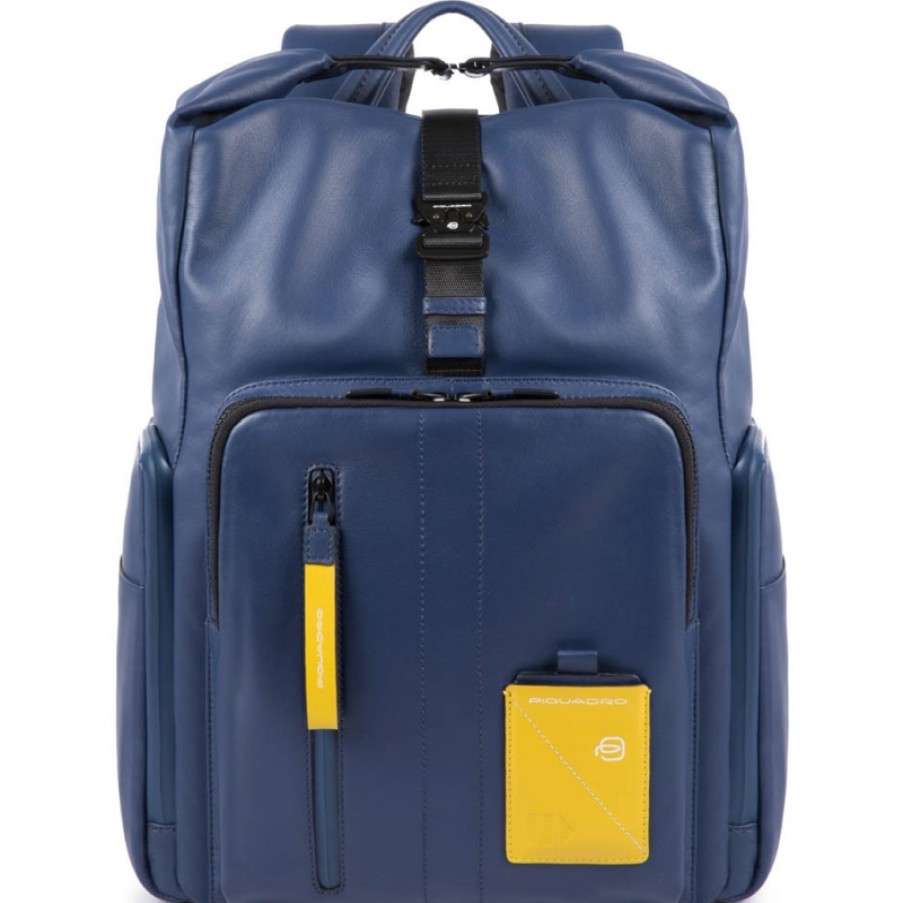 Borse Da Uomo PIQUADRO | Piquadro Zaino Uomo In Pelle Blu Porta Laptop Con Slot Power Bank Ca4789W97Bm/Blu2