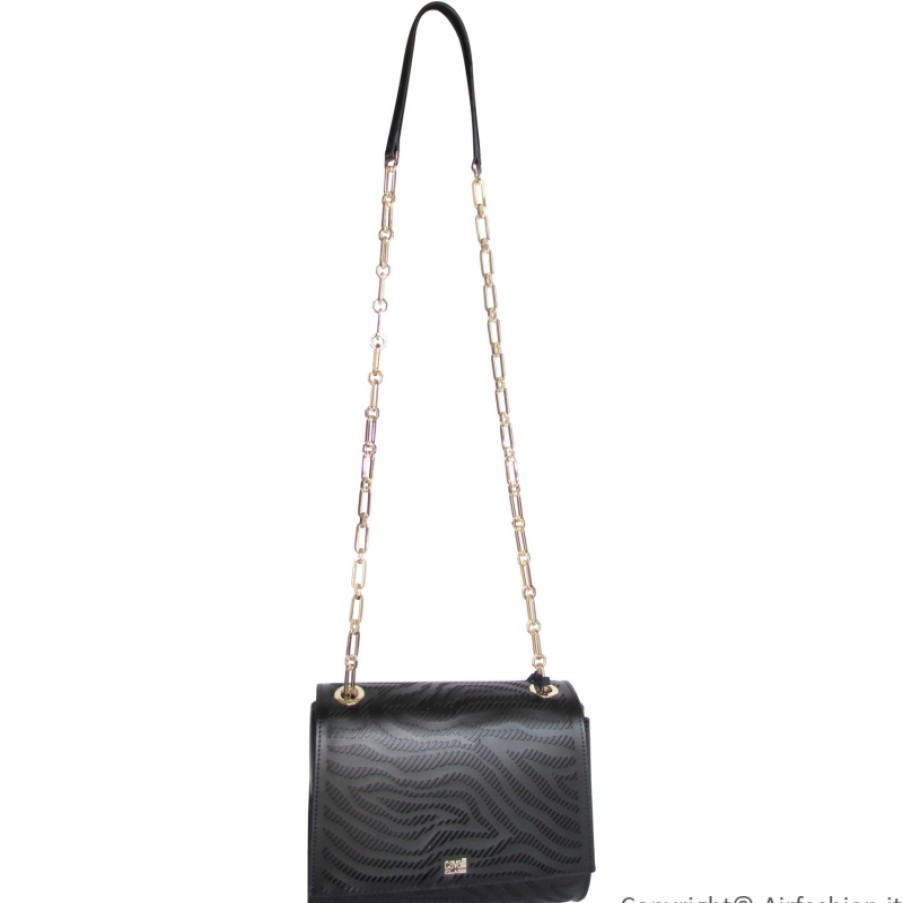 Borse Da Donna CLASSE Cavalli | Borsa A Tracolla A Tracolla Cavalli Class In Pelle Nera Con Decorazione Traforata C81Pwcot0022999