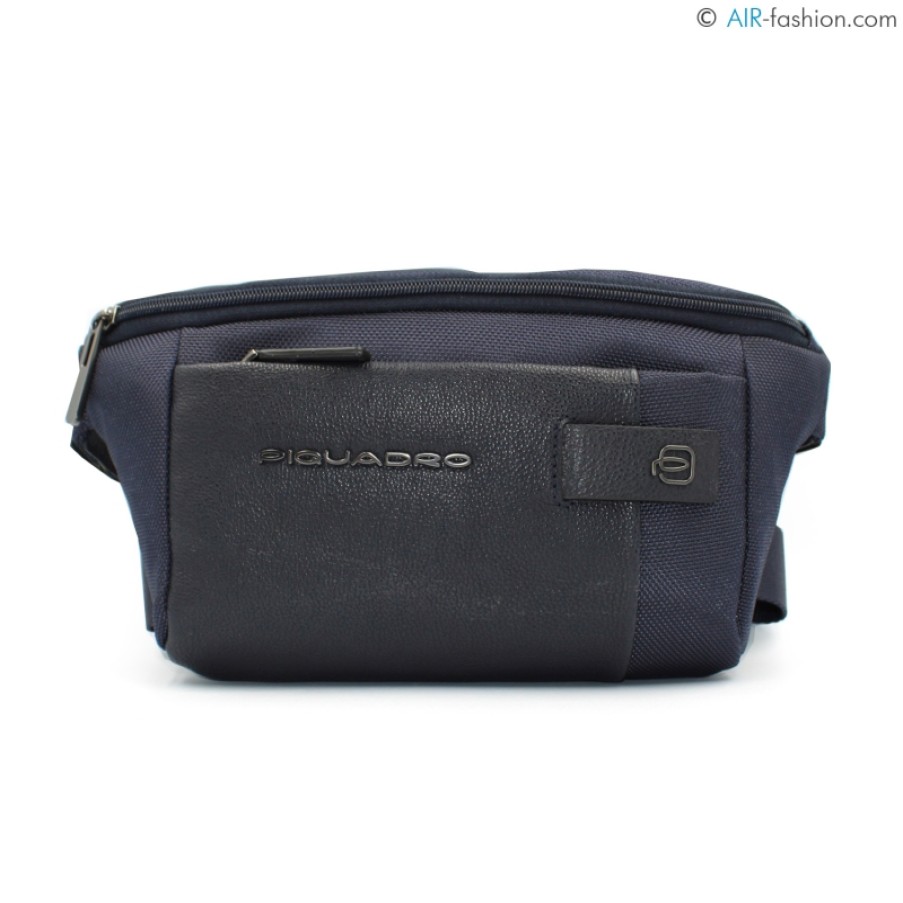 Borse Da Uomo PIQUADRO | Marsupio Piquadro Da Uomo In Nylon Blu E Pelle Nera Ca2174Br/Blu