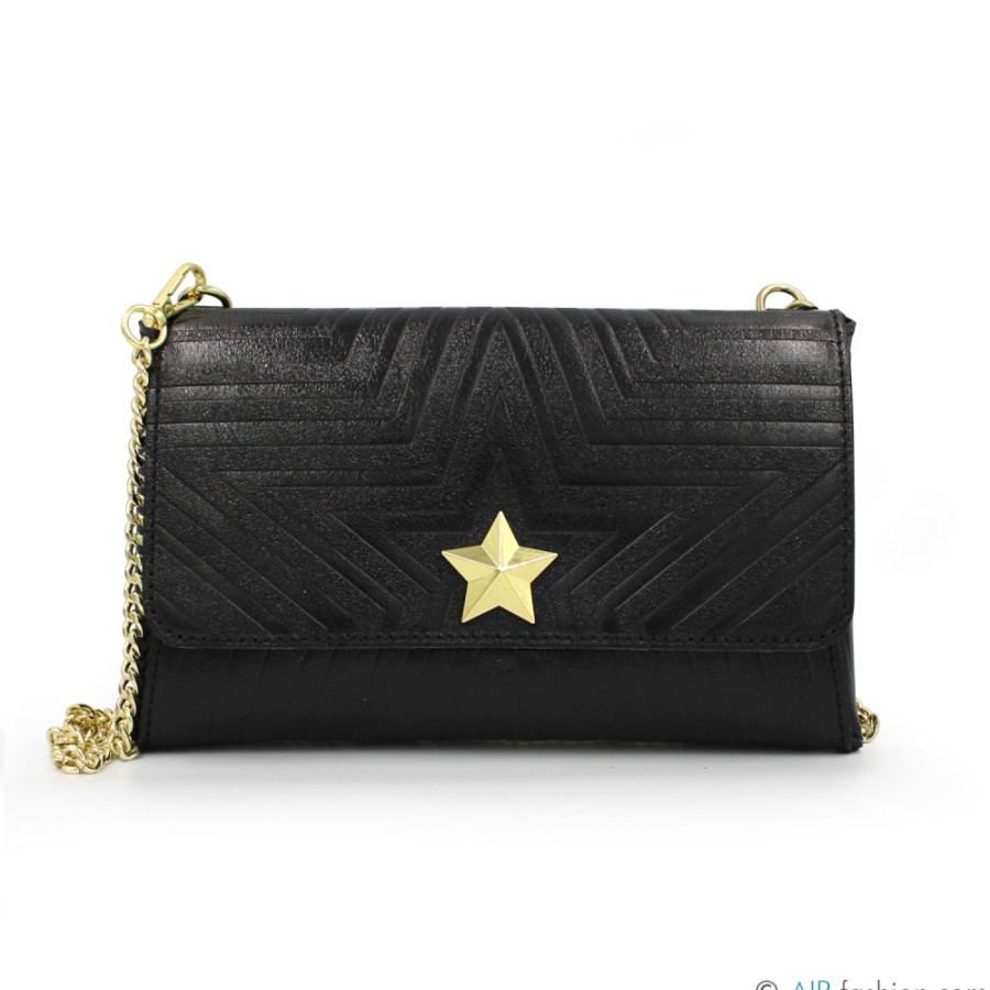 Borse Da Donna M*BRC | M*Brc Pochette In Pelle Nera Con Tracolla A Catena F223_Nero