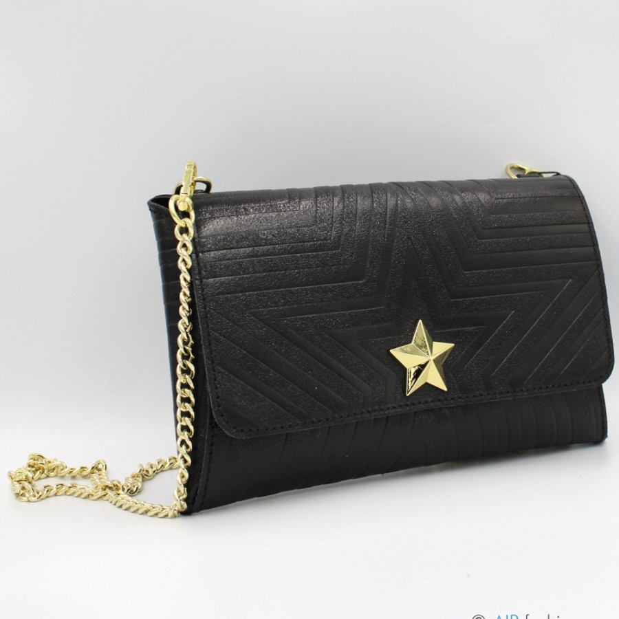 Borse Da Donna M*BRC | M*Brc Pochette In Pelle Nera Con Tracolla A Catena F223_Nero